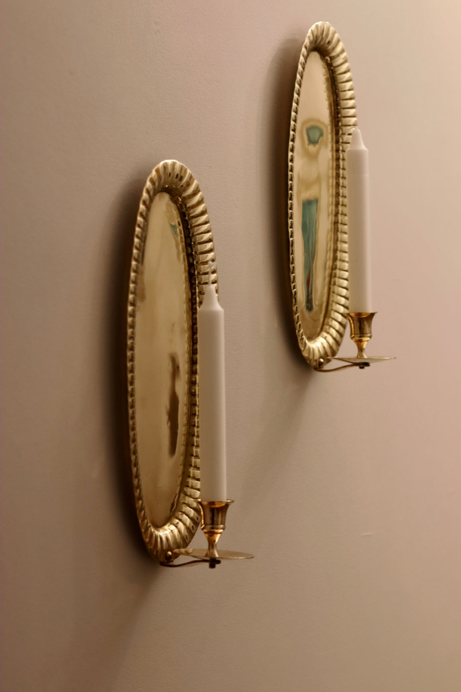 Pair of Mid Century Swedish Brass Sconces