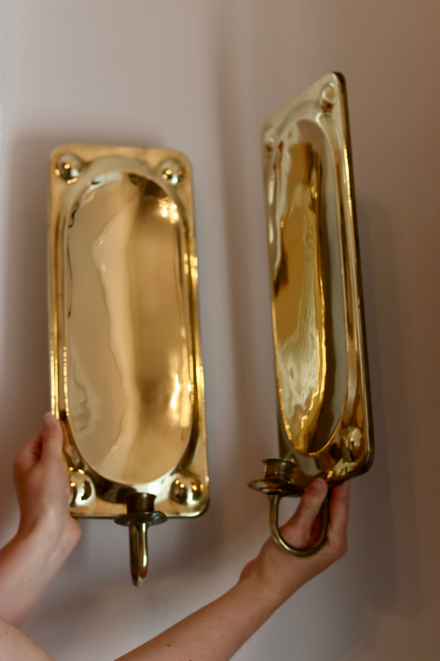 Pair of Mid-Century Swedish Brass Sconces