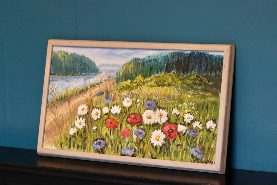 1930's Original Swedish Modernist Oil on Panel "Summer Landscape" by Solveig Bohm-Dahlberg - Vintage & Framed Noah Ancienne