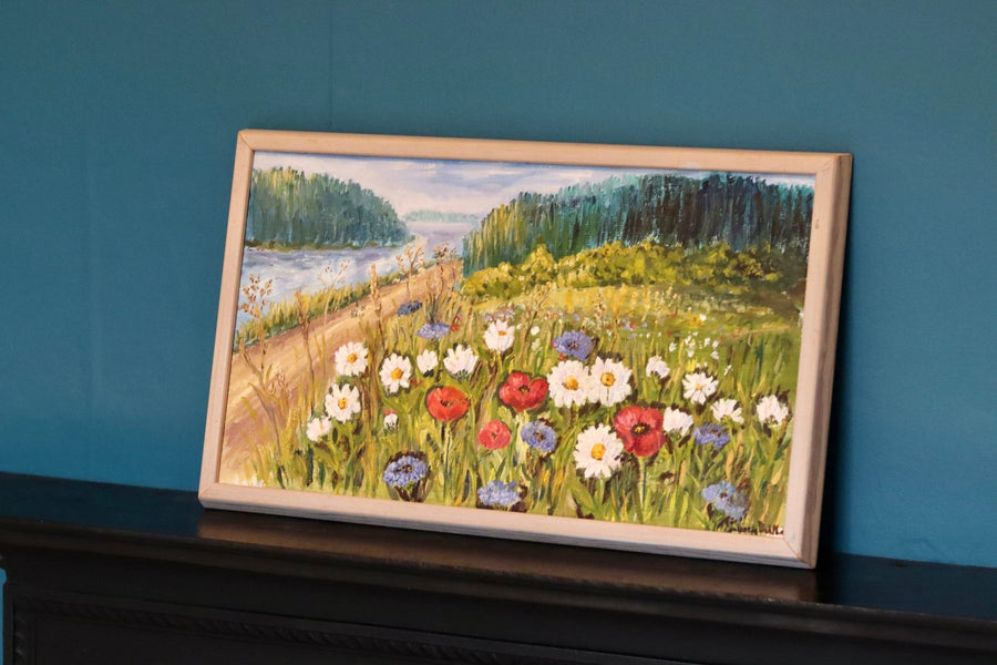 1930's Original Swedish Modernist Oil on Panel "Summer Landscape" by Solveig Bohm-Dahlberg - Vintage & Framed Noah Ancienne