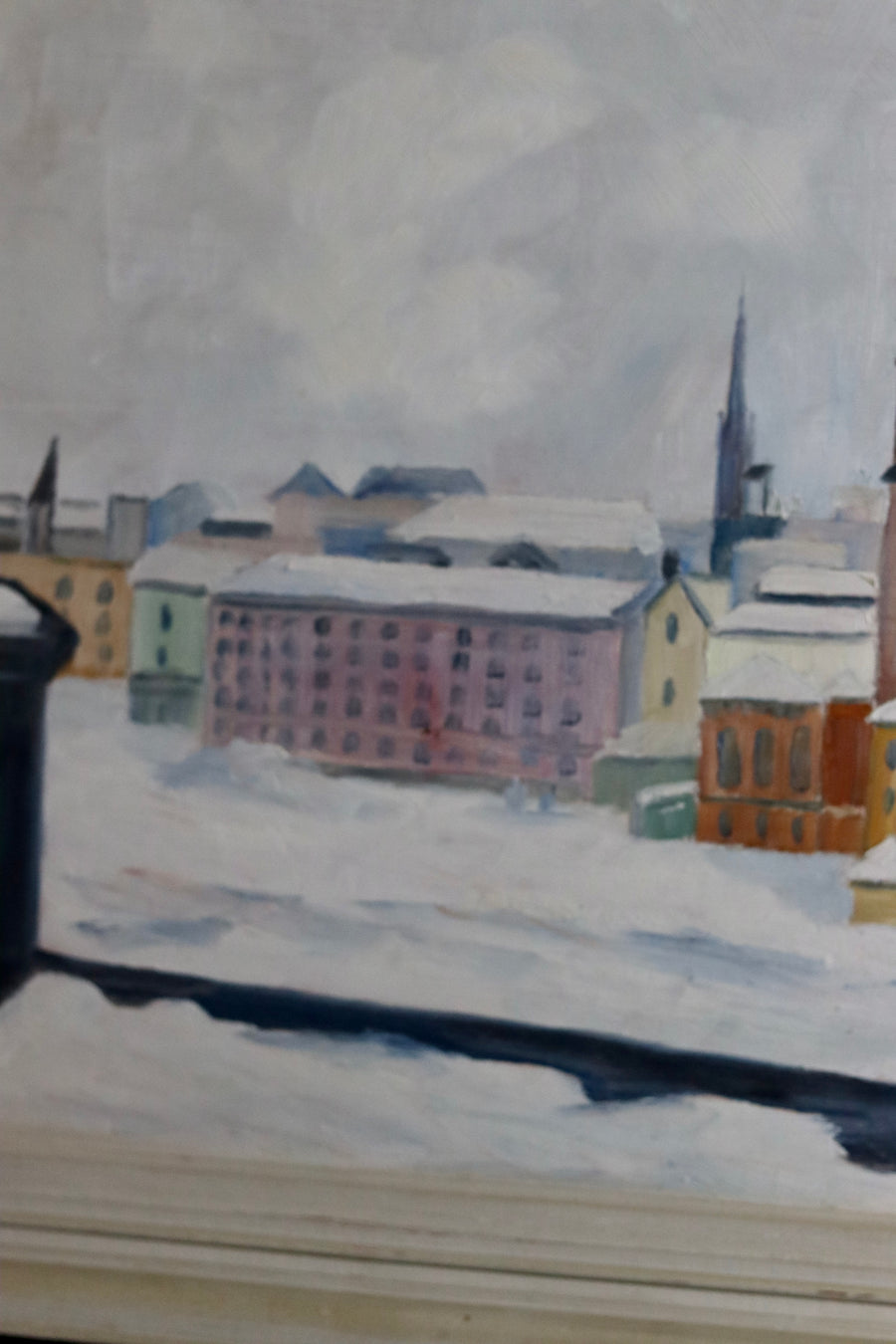 1940's Original Swedish Mid-Century Oil on Panel " Stockholm Riddarholmen" by WÅGE ALBRÅTEN (1895-1968) - Framed Noah Ancienne