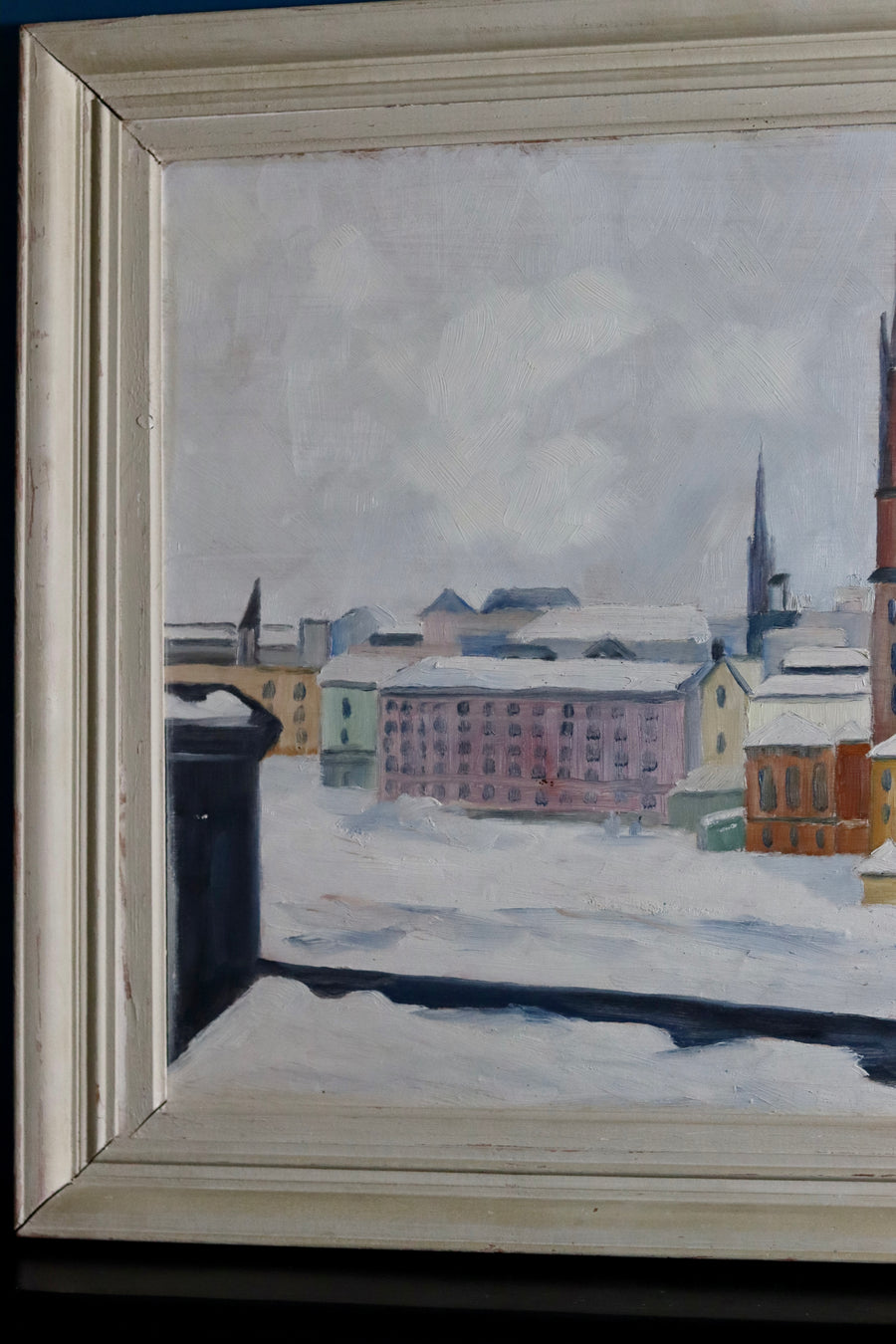 1940's Original Swedish Mid-Century Oil on Panel " Stockholm Riddarholmen" by WÅGE ALBRÅTEN (1895-1968) - Framed Noah Ancienne