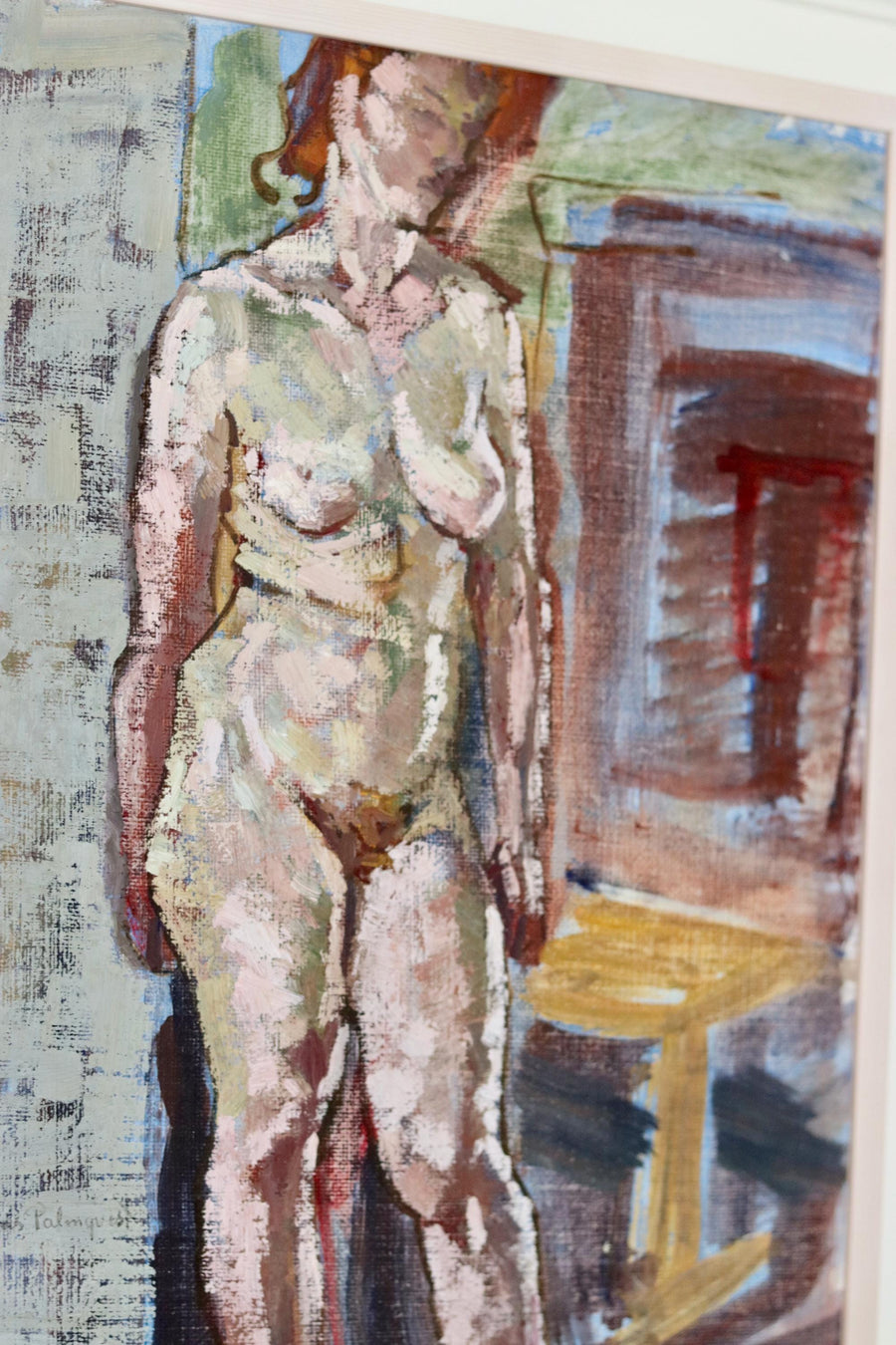 1940's Swedish Mid-Century Oil On board Painting" Nude Figure Study " by Lars Palmqvist --Vintage & Framed Noah Ancienne