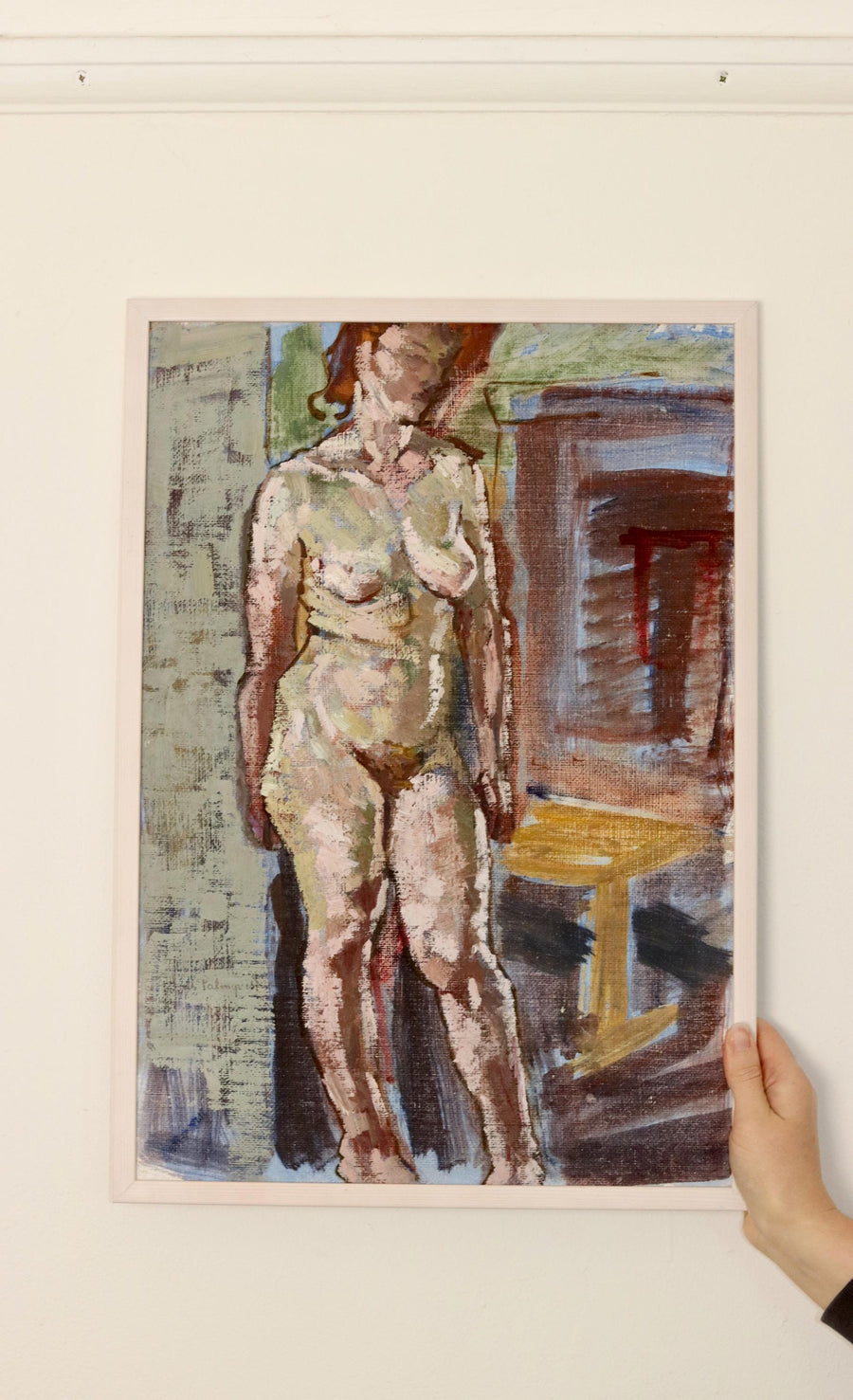 1940's Swedish Mid-Century Oil On board Painting" Nude Figure Study " by Lars Palmqvist --Vintage & Framed Noah Ancienne