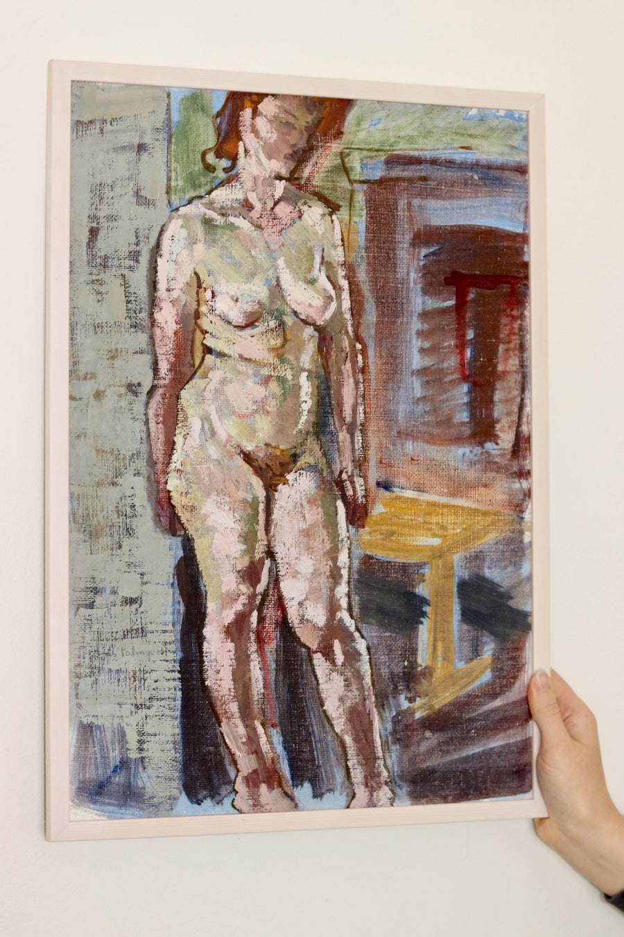 1940's Swedish Mid-Century Oil On board Painting" Nude Figure Study " by Lars Palmqvist --Vintage & Framed Noah Ancienne