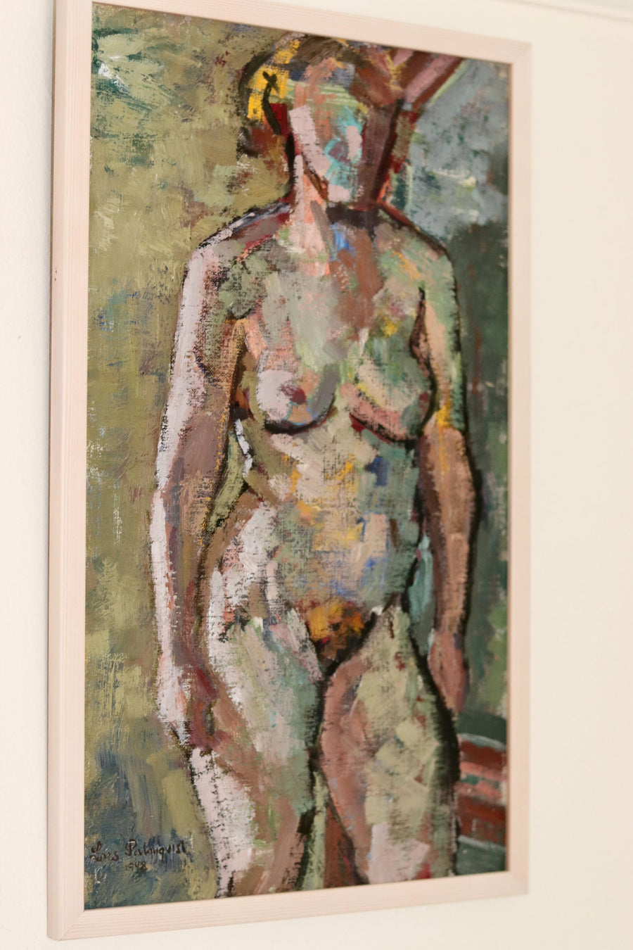 1940's Swedish Mid-Century Oil On board Painting" Nude Figure Study " by Lars Palmqvist --Vintage & Framed Noah Ancienne