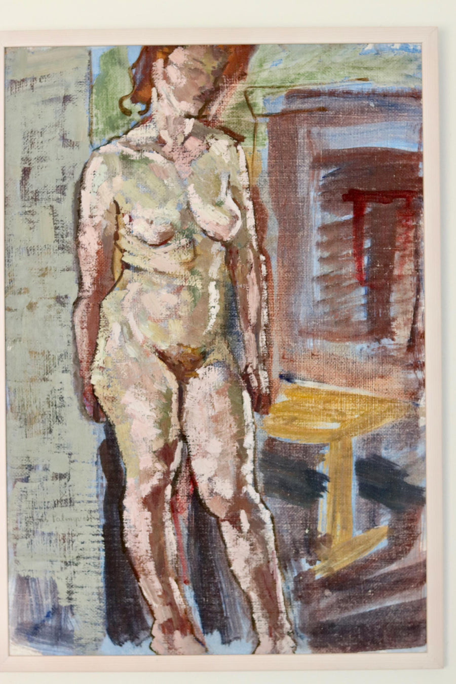 1940's Swedish Mid-Century Oil On board Painting" Nude Figure Study " by Lars Palmqvist --Vintage & Framed Noah Ancienne