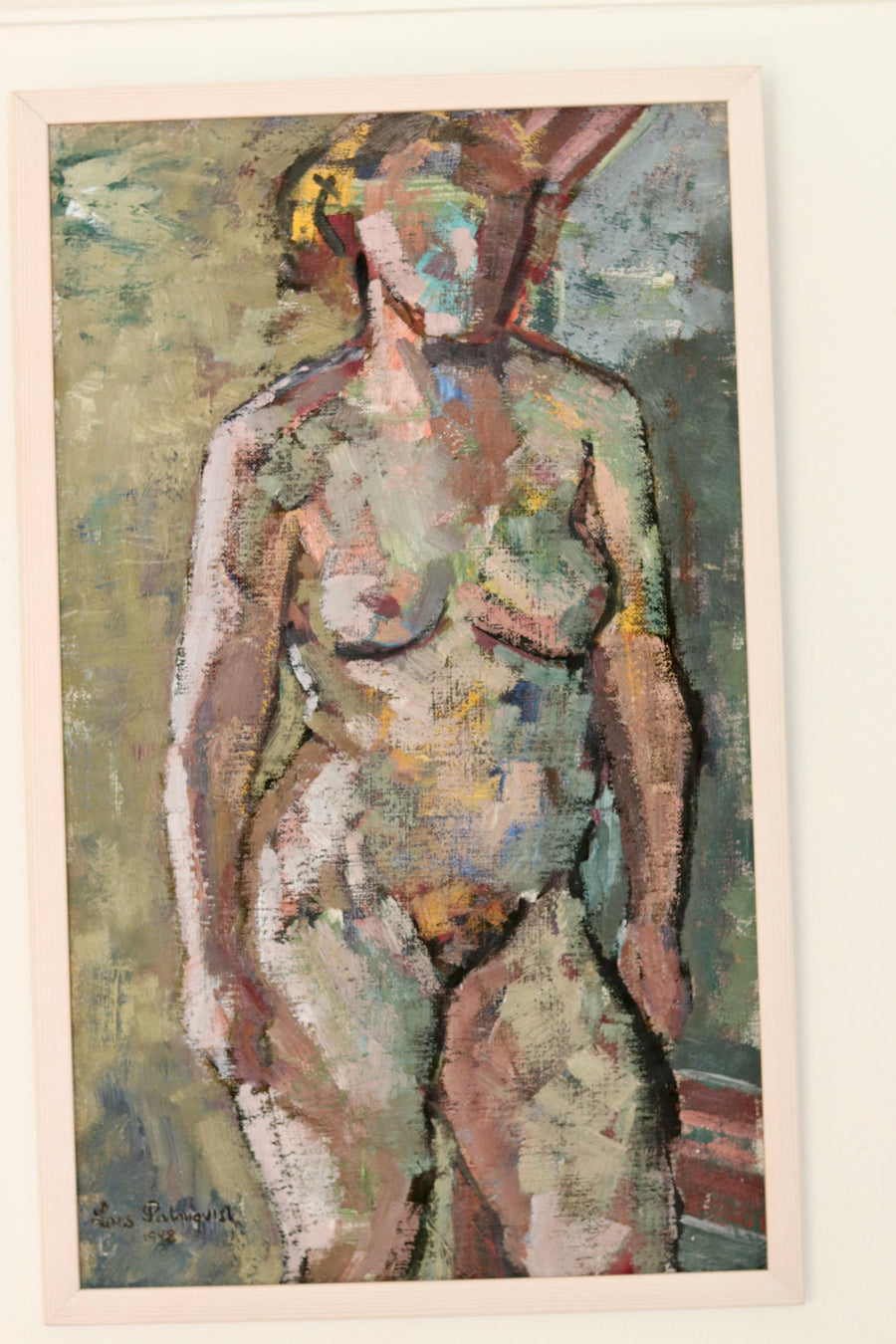 1940's Swedish Mid-Century Oil On board Painting" Nude Figure Study " by Lars Palmqvist --Vintage & Framed Noah Ancienne