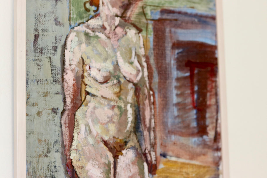 1940's Swedish Mid-Century Oil On board Painting" Nude Figure Study " by Lars Palmqvist --Vintage & Framed Noah Ancienne