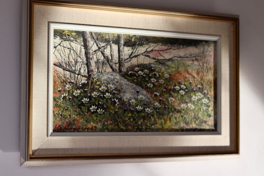 1960's Original Swedish Modernist Oil Painting"Forest Clearing" by KARL ERIK HAGBERG - Vintage & Framed Noah Ancienne