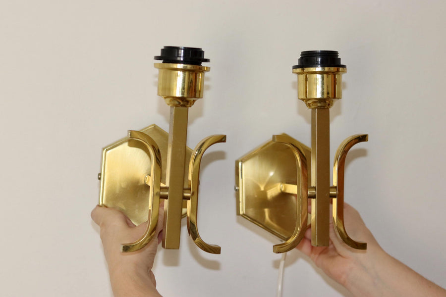 1960's Pair of Mid century Swedish Sconces in Brass, by Aneta Noah Ancienne