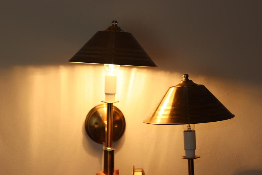 1960's Pair of Vintage Swedish Brass Wall Lamps by Dahlquist and Johansson Noah Ancienne