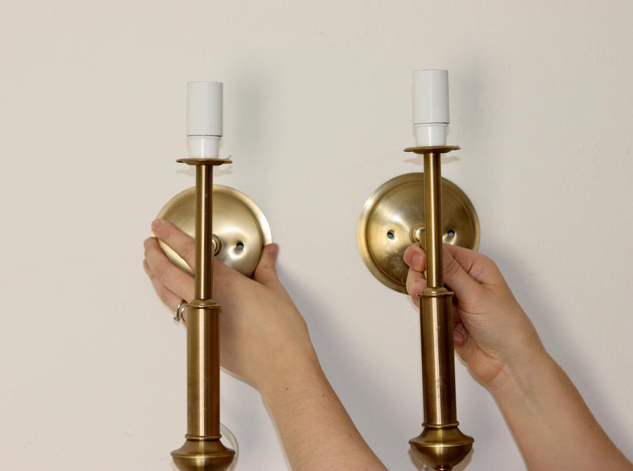 1960's Pair of Vintage Swedish Brass Wall Lamps by Dahlquist and Johansson Noah Ancienne