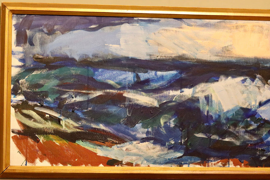 1960's Swedish Modernist Abstract Oil Painting" Surrounded By Ice And Warmth Abstract" by Gates Börjeson - Framed Noah Ancienne