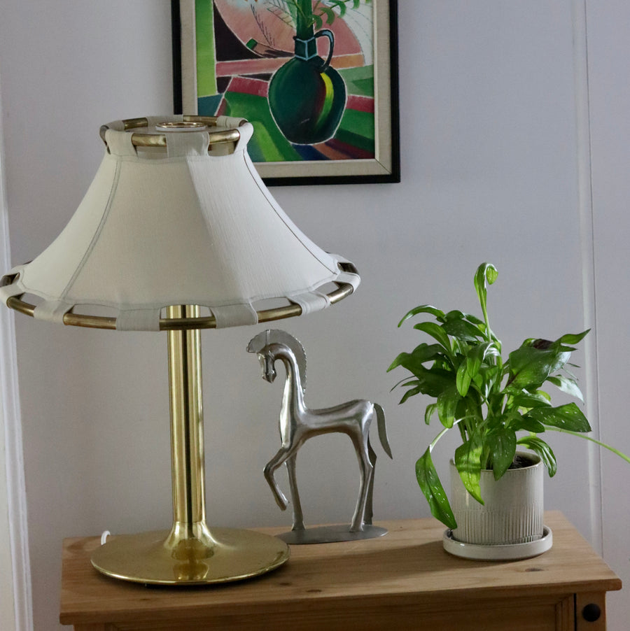 1970's Large Brass Table lamp designed by Anna Ehrner for Ateljé Lyktan Åhus Noah Ancienne