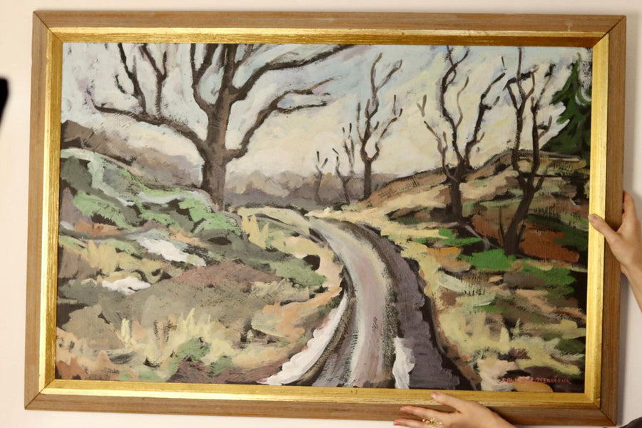 1970's Large Swedish Mid-Century Oil On Board Painting" Autumn Landscape " by ÅKE FALK --Vintage & Framed Noah Ancienne