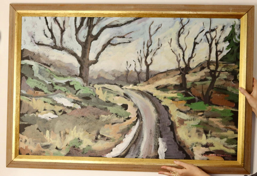 1970's Large Swedish Mid-Century Oil On Board Painting" Autumn Landscape " by ÅKE FALK --Vintage & Framed Noah Ancienne