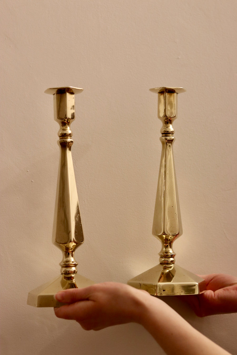 Antique Aesthetic Movement Brass Candle Holders Noah Ancienne