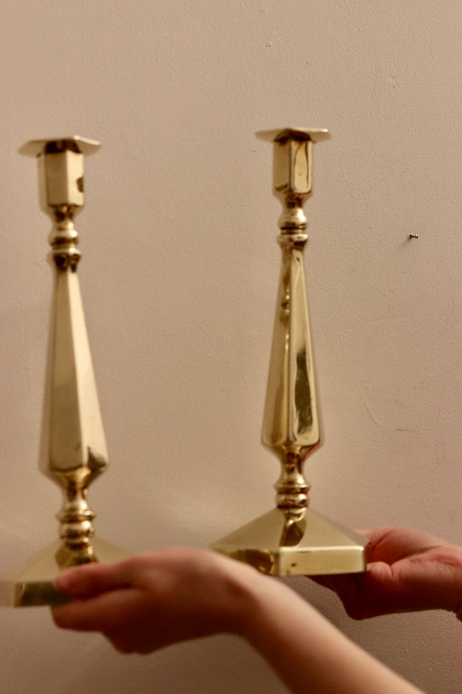 Antique Aesthetic Movement Brass Candle Holders Noah Ancienne