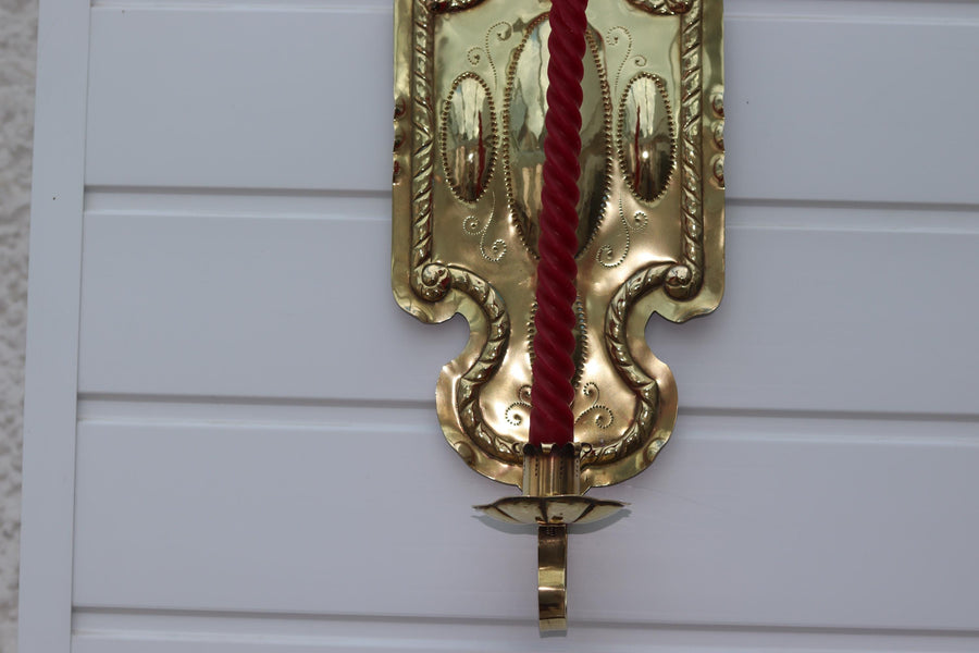 Baroque Style Large Mid-Century Brass Swedish Sconce Noah Ancienne