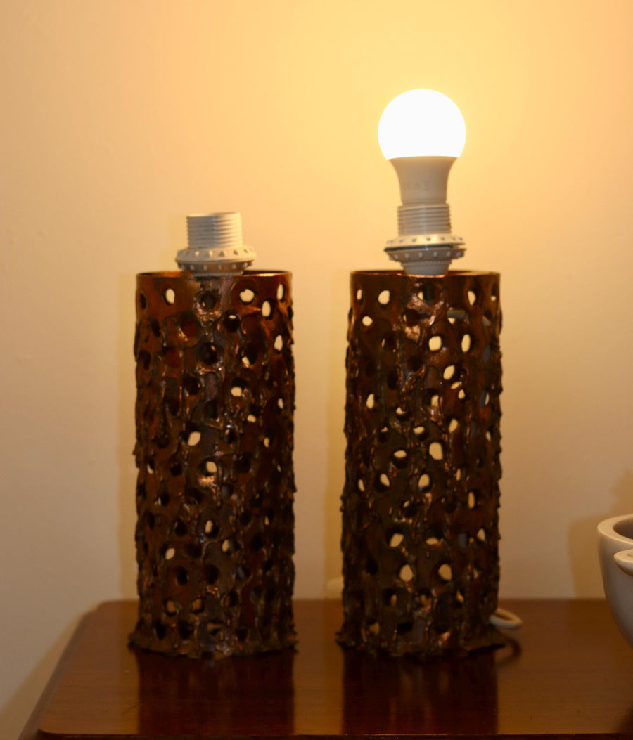 Brutalist Pair of Table Lamps Noah Ancienne