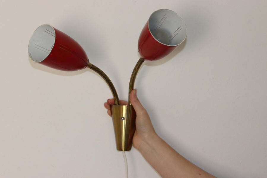 Double-Arm Red Wall Sconce Noah Ancienne