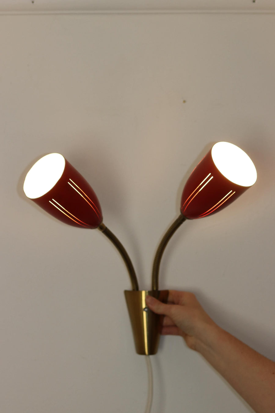 Double-Arm Red Wall Sconce Noah Ancienne