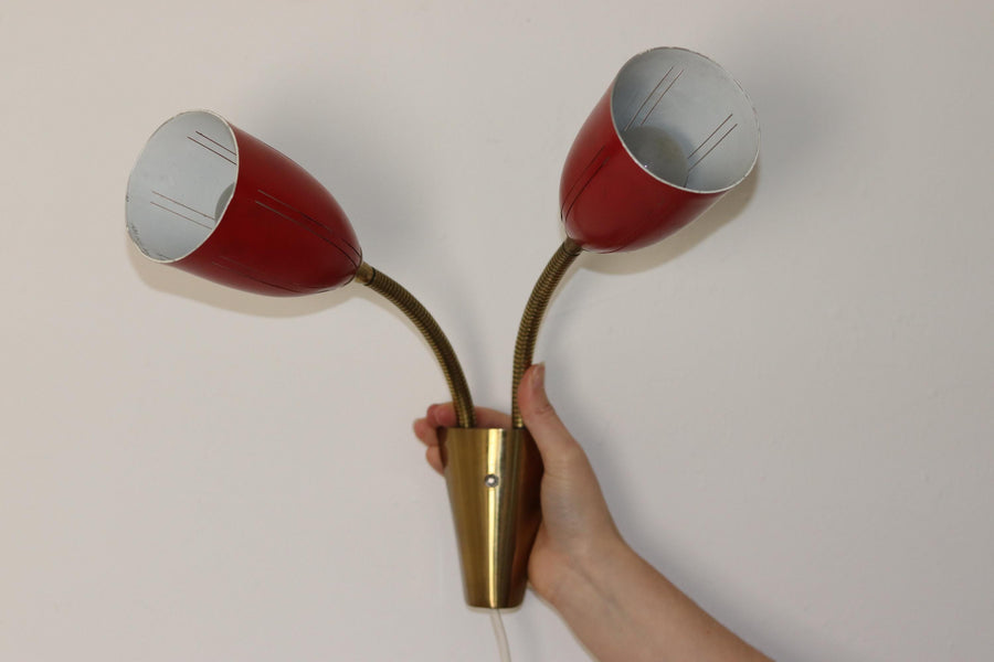 Double-Arm Red Wall Sconce Noah Ancienne