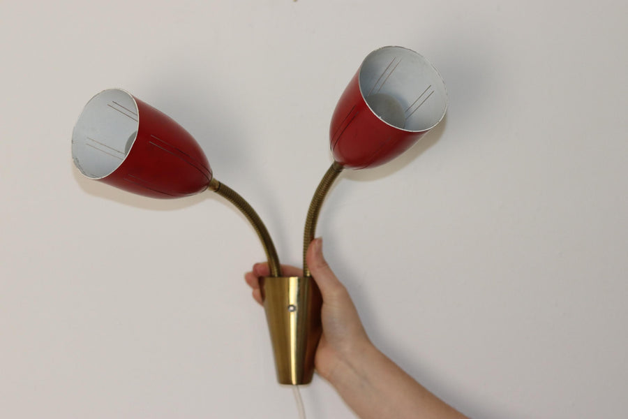 Double-Arm Red Wall Sconce Noah Ancienne