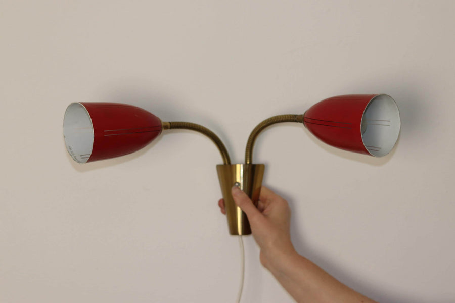 Double-Arm Red Wall Sconce Noah Ancienne