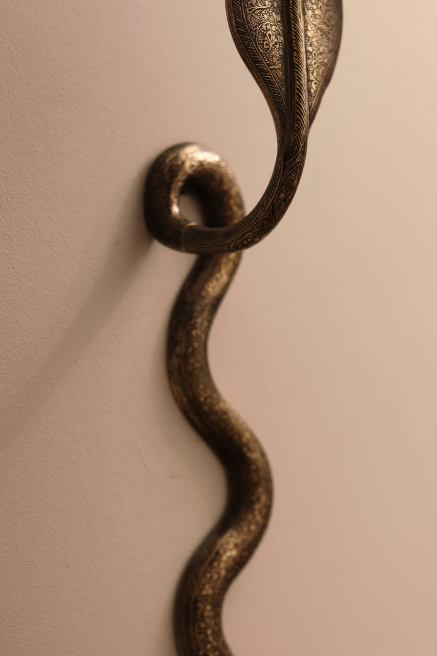 Egyptian Revival Style Engraved Brass Cobra Sconce Noah Ancienne