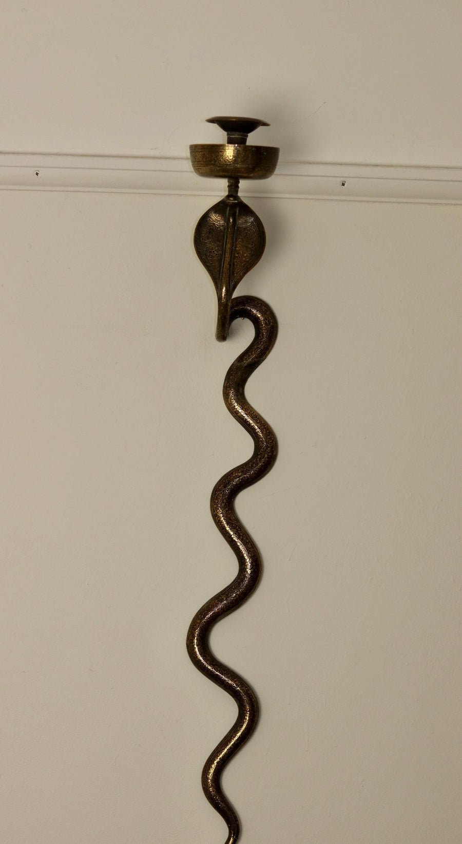 Egyptian Revival Style Engraved Brass Cobra Sconce Noah Ancienne