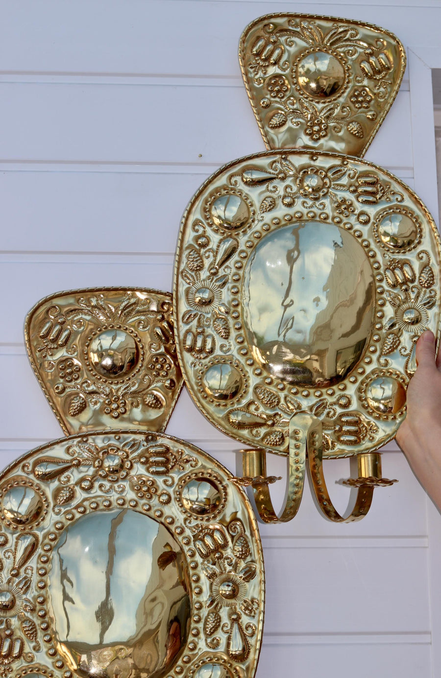 Large Mid-Century Swedish Brass Sconces Noah Ancienne