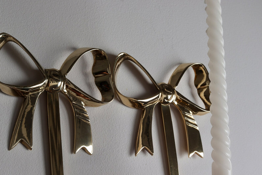 Large Pair of Vintage Brass Bow Sconces Noah Ancienne