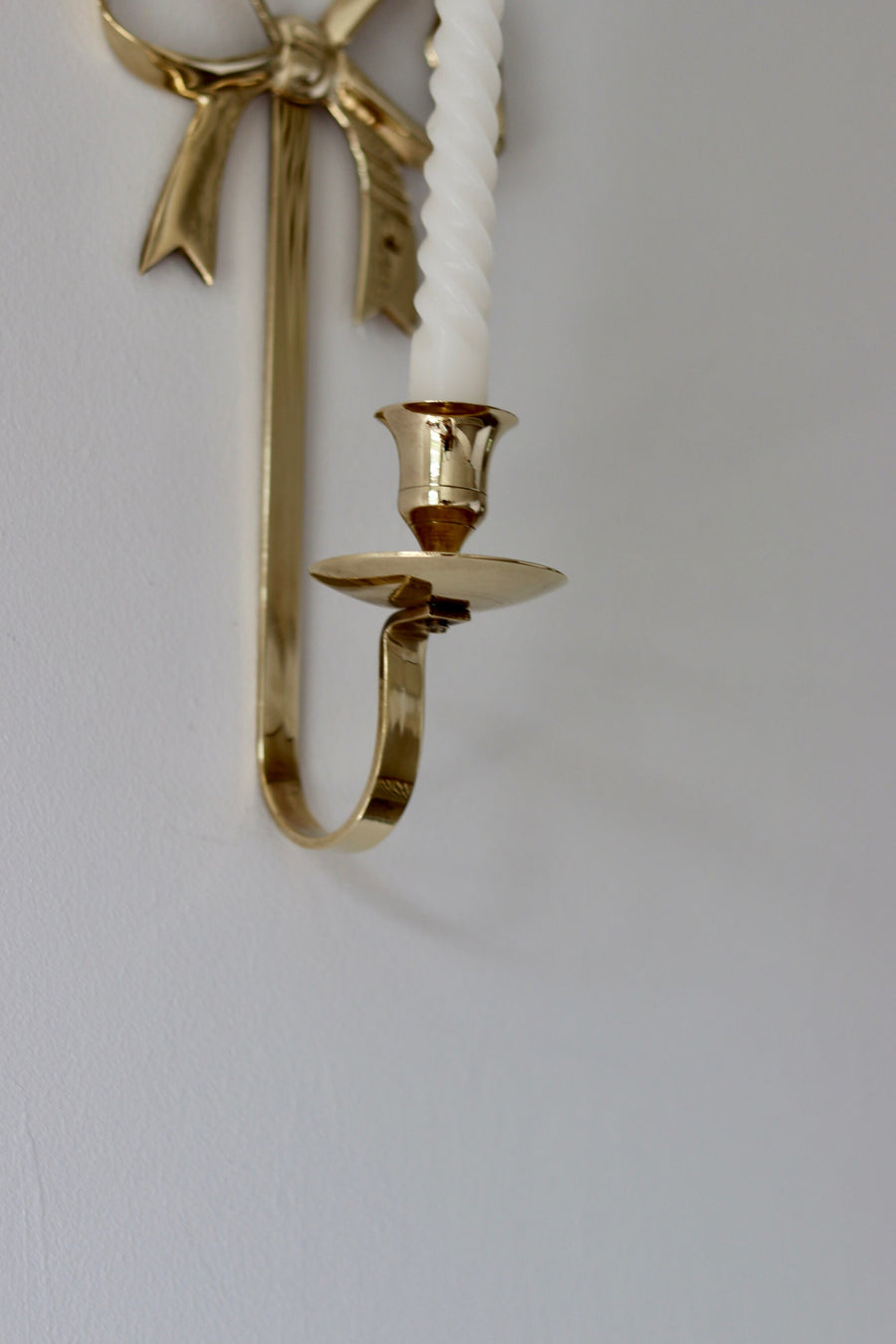 Large Pair of Vintage Brass Bow Sconces Noah Ancienne
