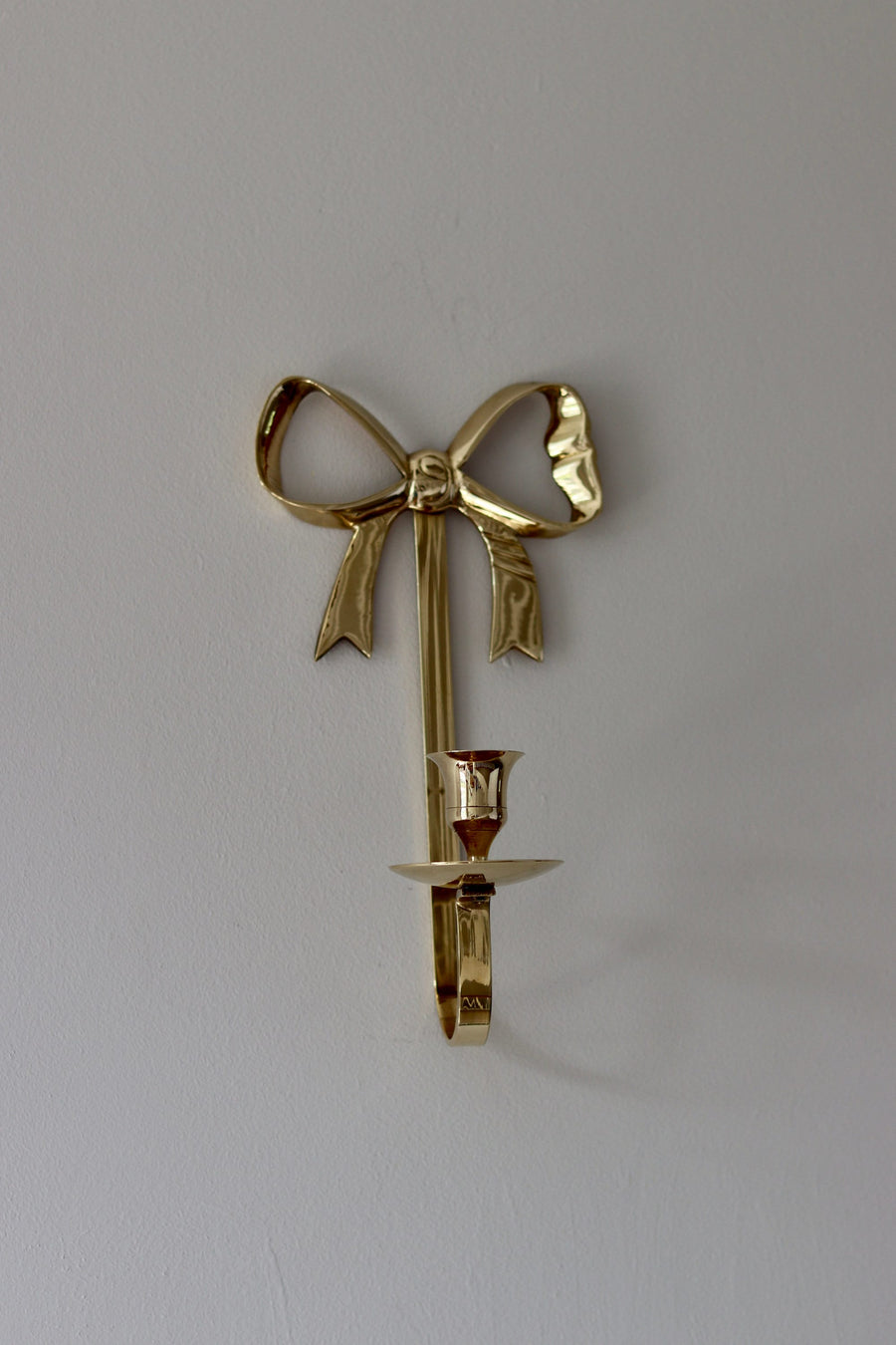 Large Pair of Vintage Brass Bow Sconces Noah Ancienne
