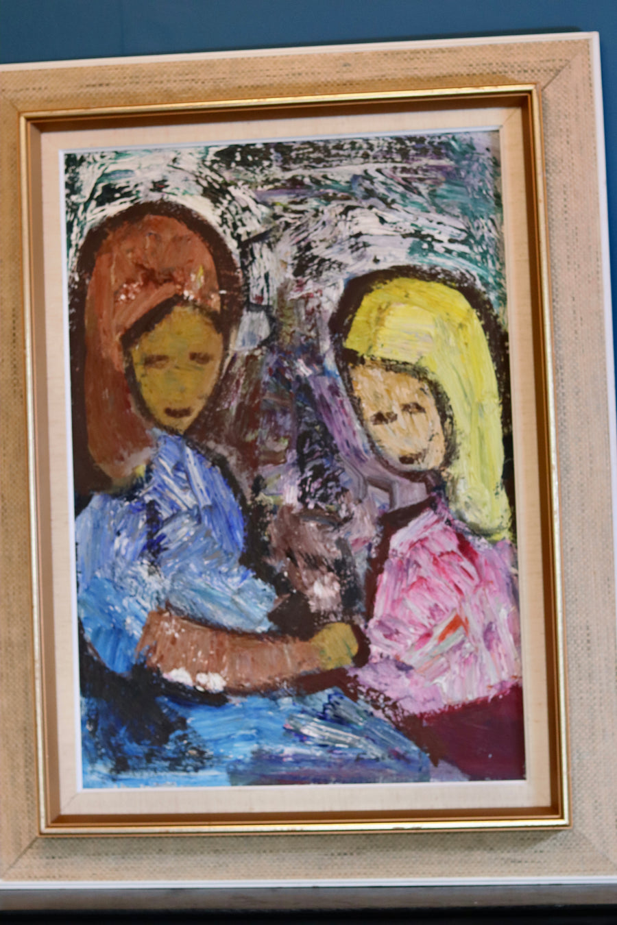 Large Swedish Modernist Oil Painting"Figures"by Gösta Falck circa 1960- Vintage & Framed Noah Ancienne