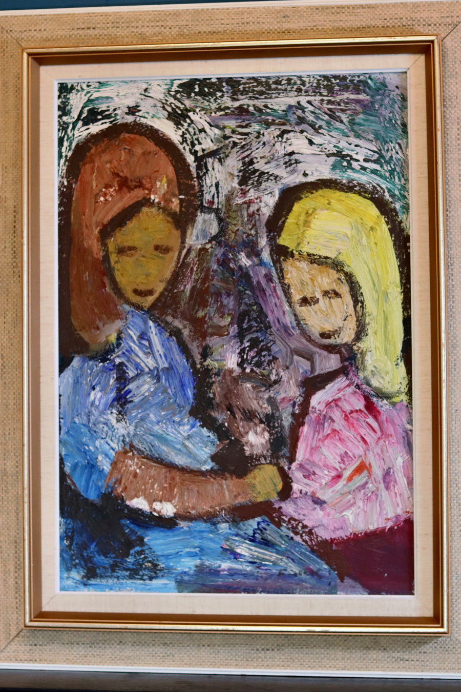 Large Swedish Modernist Oil Painting"Figures"by Gösta Falck circa 1960- Vintage & Framed Noah Ancienne