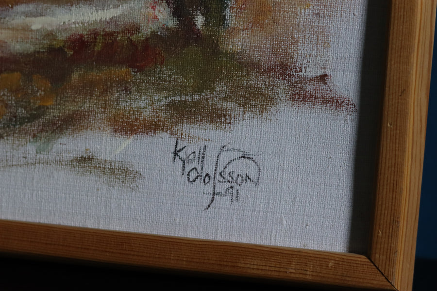 Modernist Swedish Oil on Canvas " Trees" by Koil Olsson -Vintage & Framed Noah Ancienne