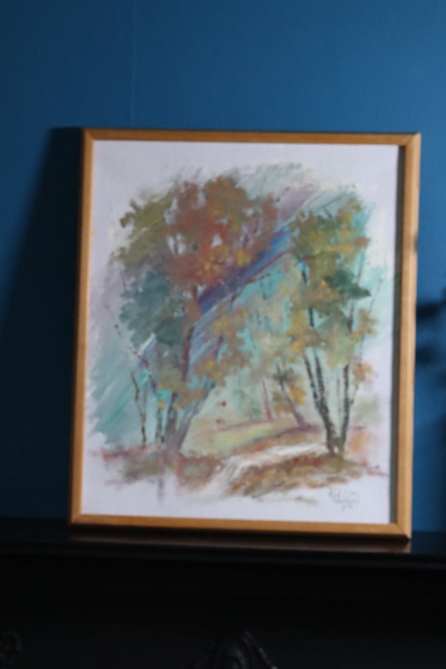 Modernist Swedish Oil on Canvas " Trees" by Koil Olsson -Vintage & Framed Noah Ancienne