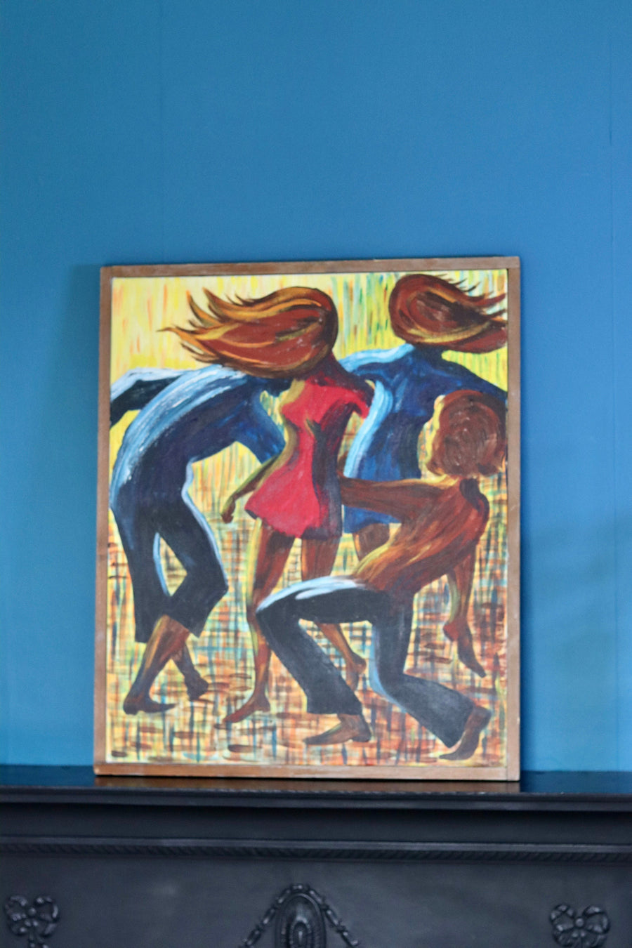 Original Swedish Mid-Century Acrylic " Party People" by Törnqvist dated 1970 - Vintage & Framed Noah Ancienne