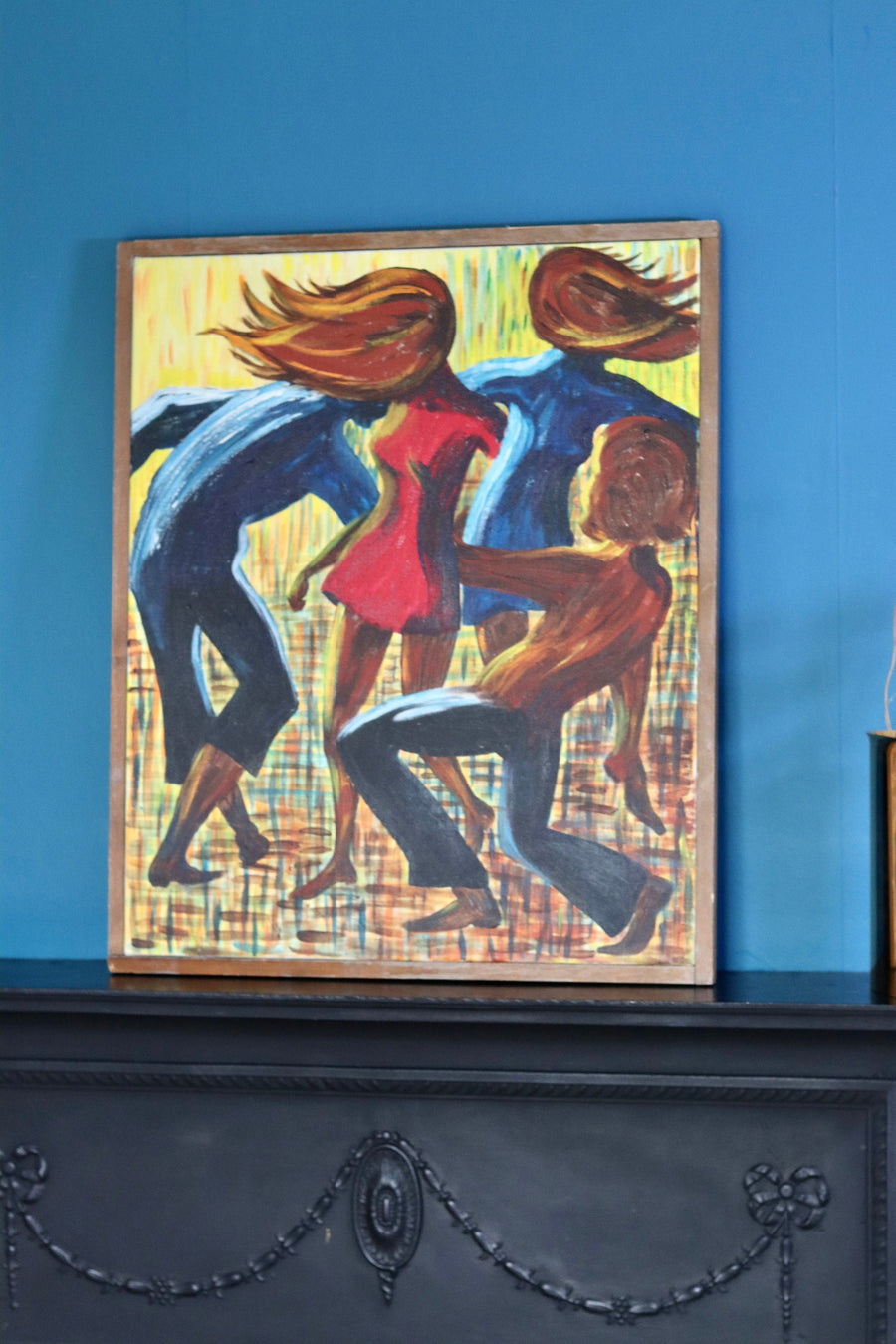 Original Swedish Mid-Century Acrylic " Party People" by Törnqvist dated 1970 - Vintage & Framed Noah Ancienne