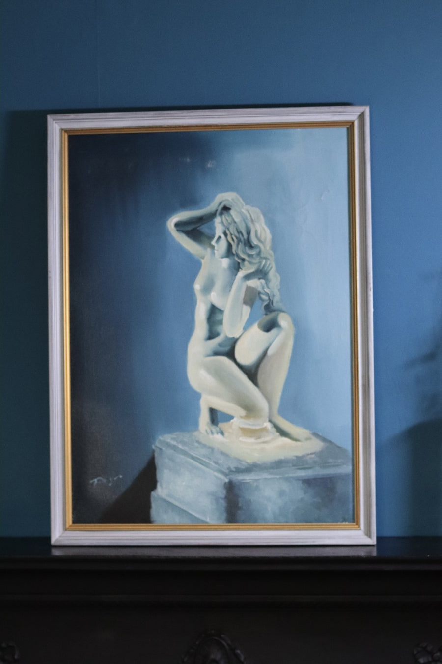 Original Swedish Mid-Century Oil on Canvas " Nude Woman" by Tony - Vintage & Framed Noah Ancienne