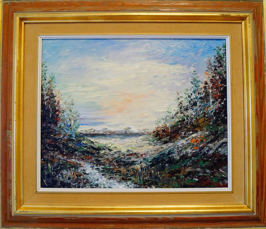 Original Swedish Modernist Oil Painting"Serene Landscape" by SVEN HARALD - Vintage & Framed Noah Ancienne