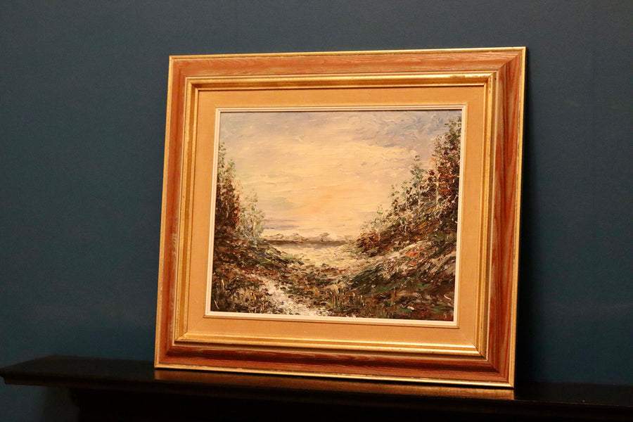 Original Swedish Modernist Oil Painting"Serene Landscape" by SVEN HARALD - Vintage & Framed Noah Ancienne