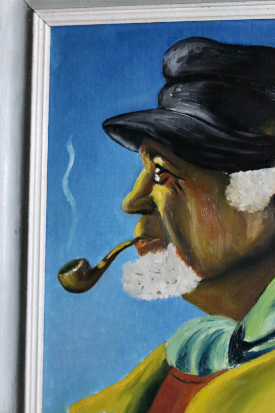 Original Swedish Modernist Oil on Panel " Portrait of Fisherman by Tornquist - Framed Noah Ancienne