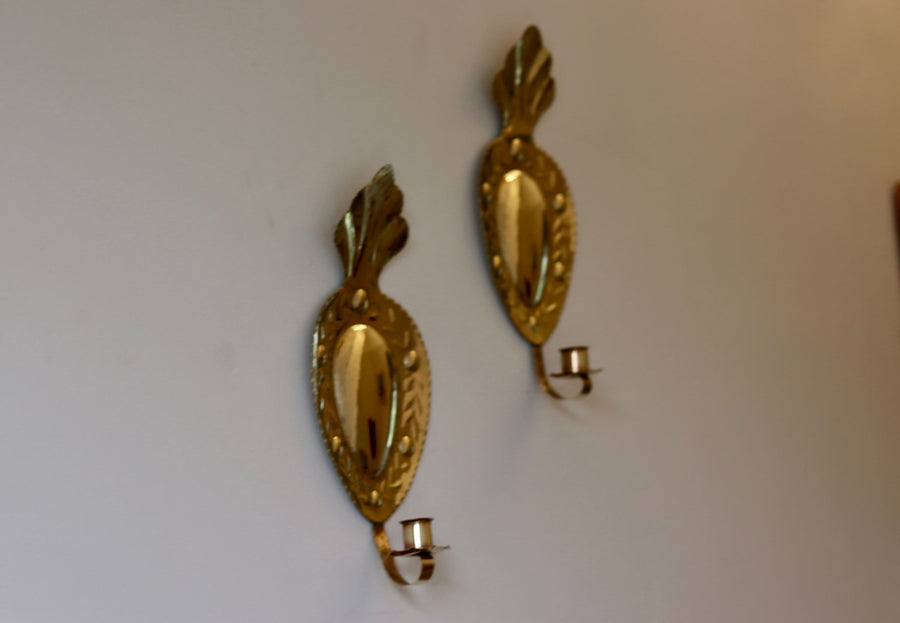 Pair Of Early Century Swedish Brass Sconces by Nils Flyberg Noah Ancienne