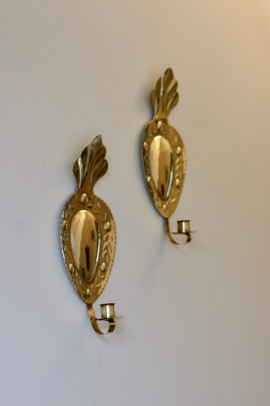 Pair Of Early Century Swedish Brass Sconces by Nils Flyberg Noah Ancienne