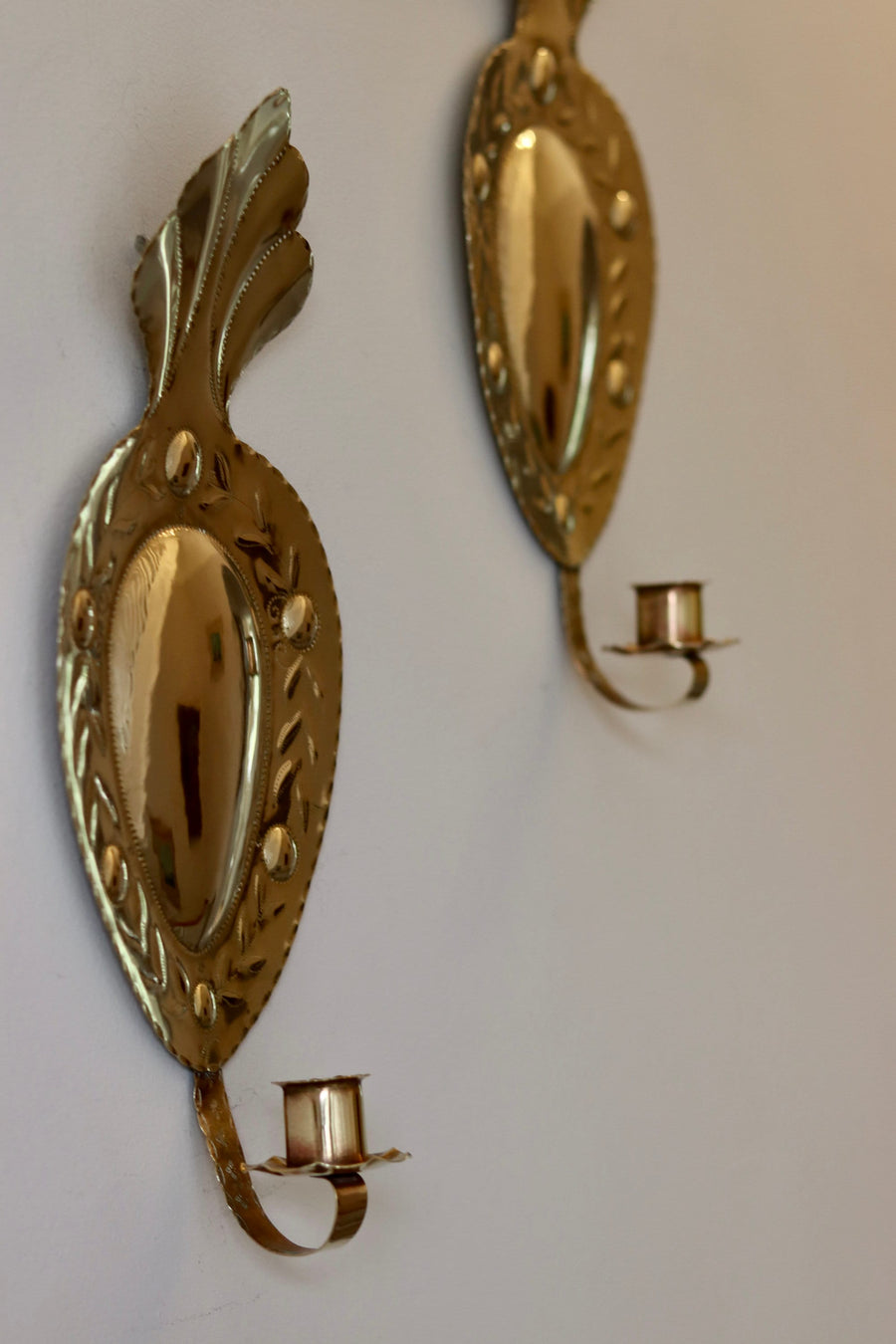 Pair Of Early Century Swedish Brass Sconces by Nils Flyberg Noah Ancienne