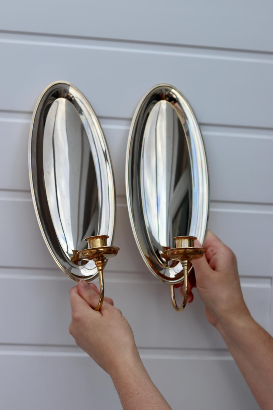 Pair Of Mid Century 24K Swedish Brass Sconces by Scandia Noah Ancienne